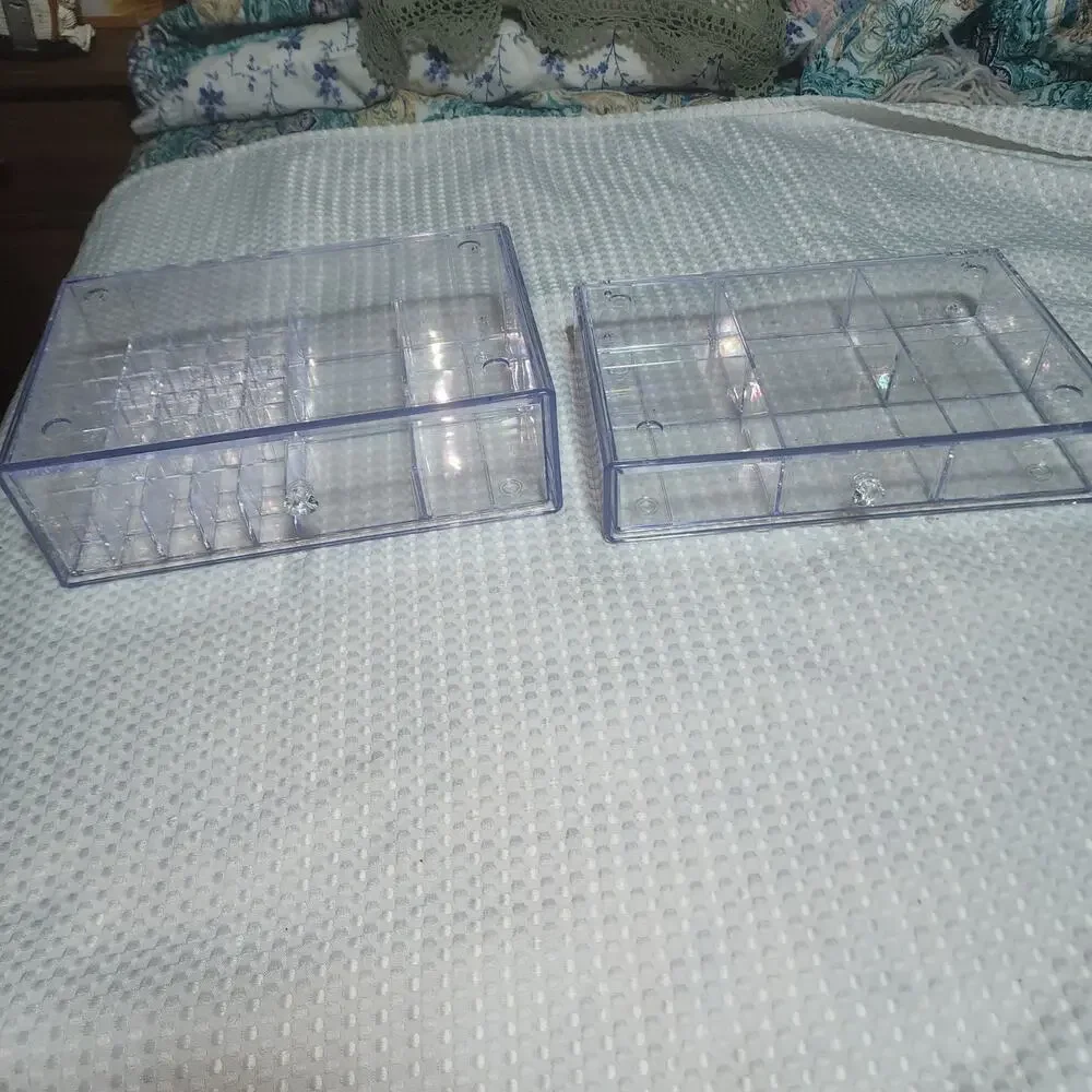ACRYLIC STACKABLE MAKEUP JEWELRY ORGANIZER BOXES SET OF 2